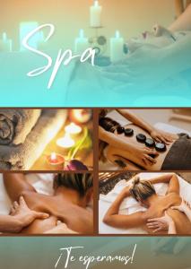 un collage di foto di una donna che si fa fare un massaggio di Happy Glamping Quindio - Tipo Domo Traslúcido a Calarcá