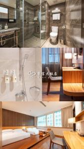 un collage de photos d'une salle de bains dans l'établissement 雲富大飯店 Hotel Cloud-ZhongShan, à Taipei