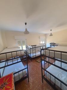 a room with four bunk beds in it at Hostel Pilgrim's in Navarrete