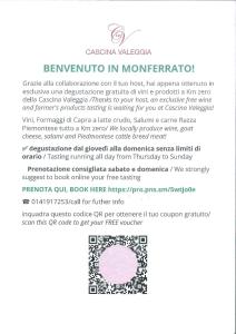 a page of a document with the words september in moriter at Monferrato Apartments - Ca Marì e Casa Elena in pieno centro storico in Moncalvo