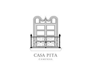 a casa pita Restaurant Schild mit einer Fensterillustration in der Unterkunft Casa Pita Caminha in Caminha