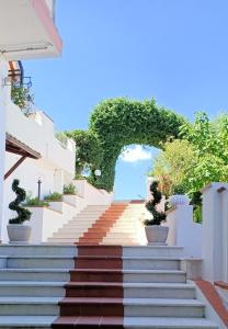 Francavilla in Sinni的住宿－Albergo Mango，一组楼梯,有拱门背景
