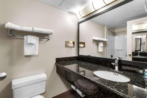 y baño con lavabo, aseo y espejo. en Quality Inn & Suites Altoona Pennsylvania, en Altoona