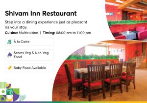 a screenshot of a restaurant with a table and chairs at Treebo Trend Shivam Inn near Singapore Mall in Lucknow