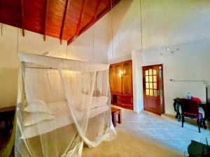 a bedroom with a bed with a mosquito net at Wenzi Luxury Home in Arusha