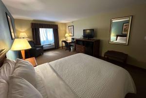 um quarto de hotel com uma cama e uma televisão em Wingate by Wyndham Newell em Newell