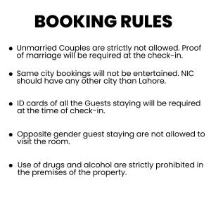 a screenshot of a page of the bookuing rules at 2 Bed Apartment near Gulberg in Lahore