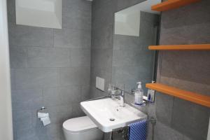 łazienka z umywalką i toaletą w obiekcie La Pineta w mieście Locarno