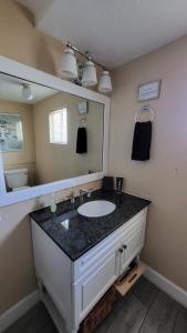 a bathroom with a sink and a mirror at Unit 2 - Stylish 2BR Downtown Phoenix Retreat in Roosevelt Row, Parking Included in Phoenix