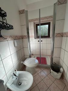 a bathroom with a shower and a toilet and a sink at La Casa al Mare in Cannigione +9 photos