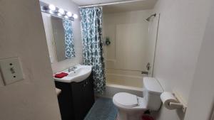 a bathroom with a sink and a toilet and a shower at U3 - Comfortable 1 BR & 1 BA APT in DT PHX with pkg in Phoenix