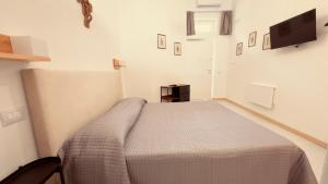 1 dormitorio con 1 cama y TV en la pared en Casa Prunilla, en Sarno