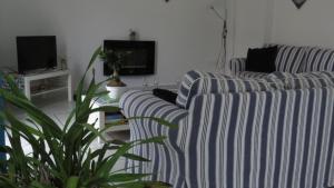 a living room with two couches and a tv at BlueMind Freedom in Tropea