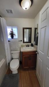 a bathroom with a toilet and a sink at U5 - Welcoming 2-Story 2 BR & 2 BA in DT PHX with pkg in Phoenix