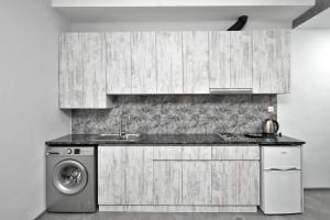 a kitchen with a sink and a washing machine at Sirik in Yerevan
