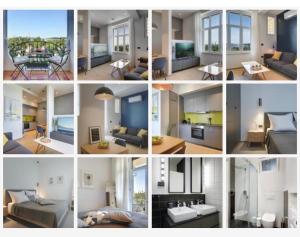 un collage de différentes photos d'un salon dans l'établissement Lifestyle Apartments, à Pula