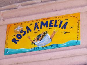 a sign on the side of a building at Casa Rosa Amelia in Guadalajara