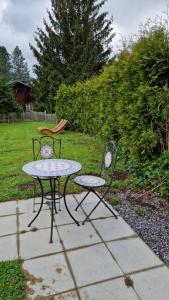 a table and two chairs sitting on a patio at Single Fewo scheiter beck in Feldberg