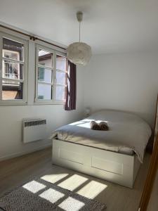 een slaapkamer met een bed en een raam bij Appartement 60m2 - Carré d'Or Cathédrale in Straatsburg