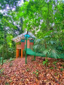 a playground in the middle of a forest at Las Arrieras Nature Reserve and Ecolodge in Horquetas