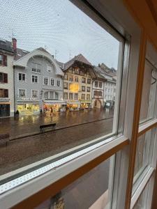 a view of a city from a window at Waldshut -Kaiser55 in Waldshut-Tiengen