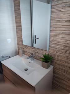 un baño con lavabo y espejo en IONE & B Residance, en Sibiu