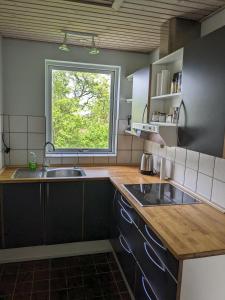 a kitchen with a sink and a window at Landstedet in Gram +13 photos