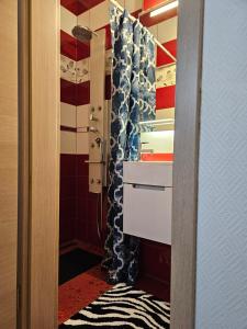 a bathroom with a closet with a sink and a shower at Chambre privé dans belle maison 2 in Ettelbruck