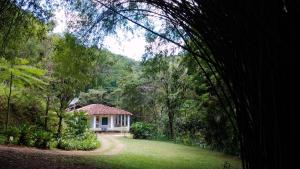 Chalé na floresta com frigobar في أورو بريتو: منزل في وسط غابة مع ساحة