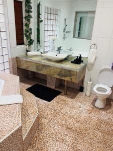een badkamer met een wastafel en een toilet bij Breath of Fresh air Suva Fiji in Suva