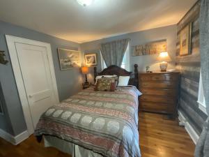 ロアノークにあるCozy and spacious all inclusive main level apartment in a multi unit homeのベッドとドレッサーと窓のある寝室