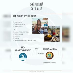 une capture d'écran d'un site web pour un restaurant dans l'établissement Beira Mar com Café da Manhã flatbeiramarrecife, à Récife