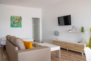 salon z kanapą i telewizorem w obiekcie APARTAMENTOS RURALES ( LA COBIJÁ) APART Nº2 CONIL w mieście Conil de la Frontera