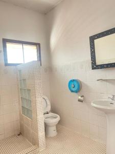 uma casa de banho com um WC e um lavatório em Saysouly Guest House em Ban Nongdouang