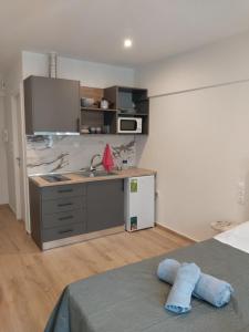 a small kitchen with a sink and a counter at AniBo Studios & Apartments center 3861 in Thessaloniki