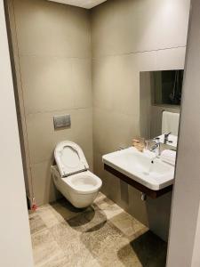 a bathroom with a toilet and a sink at Town Lodge Umhlanga in Durban