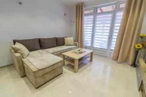 a living room with a couch and a table at Apartmani Vesić in Tivat