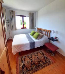 Un dormitorio con una cama grande y una ventana en VIVIENDA VACACIONAL LA RITANA, en Sardalla