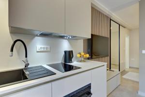 Delux studio apartment Aron with free Parking في بولا: مطبخ مع حوض وموقد الفرن العلوي +11 صورة