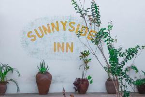 a sign on a wall with plants on it at Sunnyside Inn in Blantyre