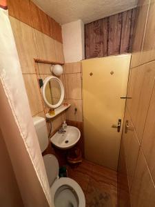 ein kleines Badezimmer mit Toilette und Waschbecken in der Unterkunft Accommodation Old Town Vitaic in Korčula