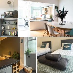 a collage of photos of a kitchen and a living room at No.24 in Sandbach