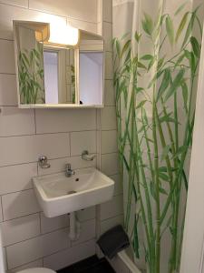 a bathroom with a sink and a mirror at 2 Bedroom Apartment - Matten in Matten