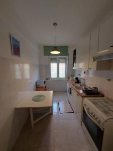 a kitchen with a table and a counter top at VATICAN PITTORE HOUSE in Rome