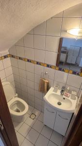 un bagno con un water e un lavandino di Petro's House a Nikiti