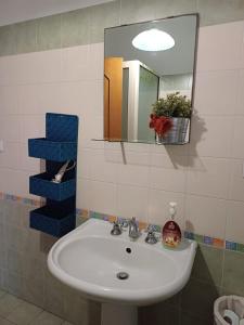 ein Bad mit einem Waschbecken und einem Spiegel in der Unterkunft Al giardino Sant'Anna in Mascali
