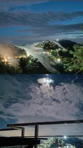 Dos imágenes de una vista de nubes en el cielo. en Family' sweet, en Shimla