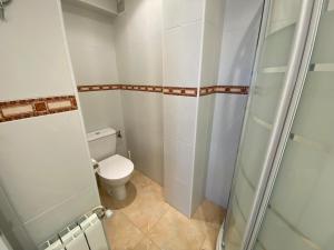 a bathroom with a toilet and a shower at Increíbles Vistas a la Ría de Mogro in Miengo +11 photos
