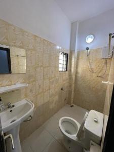 Abomey-Calavi的住宿－Villa 2 chambres salon，一间带卫生间和水槽的浴室