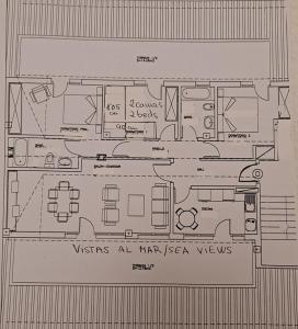 a drawing of a floor plan of a house at Ático con 2 terrazas, 25m2 cada una By urban hosts in Górliz-Elexalde